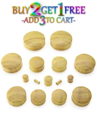 Par de TAPONES DE MADERA JACKFRUIT 8g-30mm Medidores de Doble Destello Túneles Orgánico Oreja 1124 Foto 1 de 2