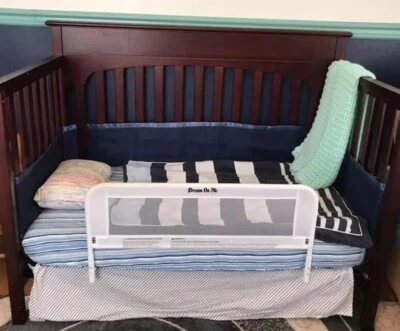 Полосатая юбка для кроватки / ребенка ясельного возраста кровати, темно-синий и белый, морской детской комнаты - Изображение 1 из 4