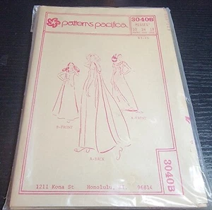 Vintage PACIFICA PATTERNS Long Waterfall Back Dress Pattern 3040B Sealed Uncut - Picture 1 of 2