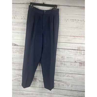 Брюки женские Giorgio Sant'Angelo 10 темно-синие льняная смесь высокая посадка плиссированные сужающиеся - Изображение 1 из 4