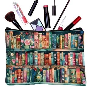 Fabric Makeup Art Craft School Supplies Zipper Cosmetic Bag Pouch Books Design - Picture 1 of 3