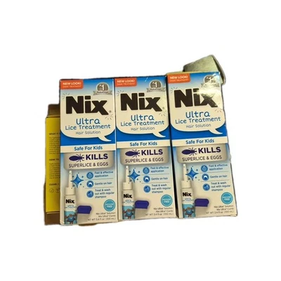 Lote de 3 KITS DE REMOÇÃO DE PIOLHOS NIX ULTRA SOLUÇÃO PARA TRATAMENTO DE PIOLHOS 3,4 Fl. Oz  - Imagem 1 de 4