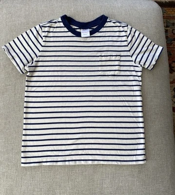 Hanna Andersson 120 Stripe Pocket T-Shirt Tee Pima Cotton Sz 6-7 Navy White Boys - Image 1 of 4