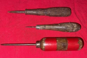 Old Tools Ice Pick Awl Lot of 2 plus Handmade Tool Possibly Screwdriver - Picture 1 of 6