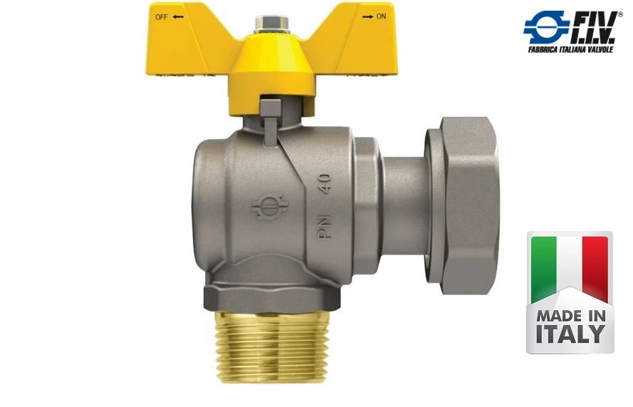 F.I.V. VALVOLA A SFERA GAS MASCHIO A SQUADRA CON GIRELLO DA 1/2X1/2 A 1/2X3/4