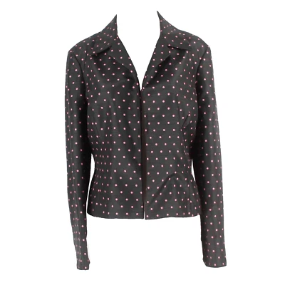Evan Picone Sz 12 Black Pink Polka Dots Collared 100% Polyester Blazer - Image 1 of 4