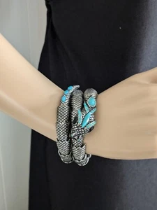 Pulsera Serpiente Articulada Envoltura Alrededor Turquesa Eslabones Mejorados  - Imagen 1 de 9