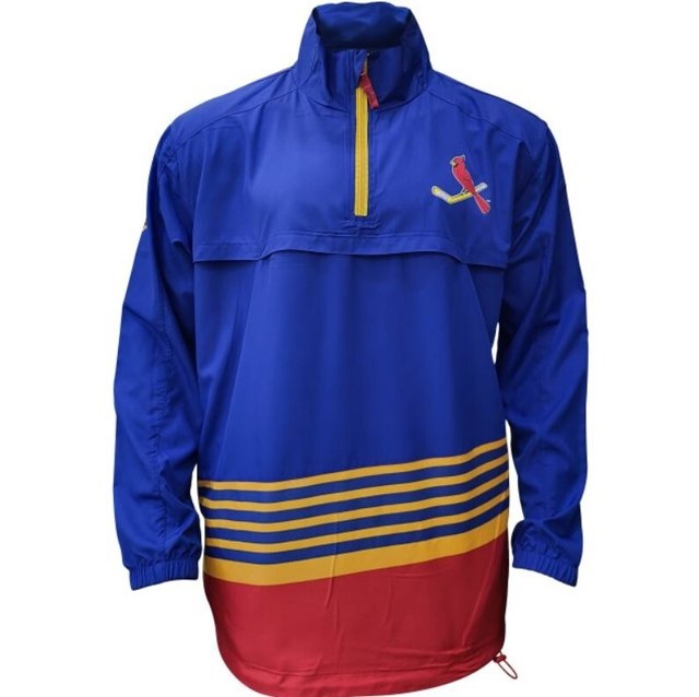 Starter St. Louis Cardinals Home Team Half-Zip Jacket S / SL Cardinals Light Blue Mens Outerwear