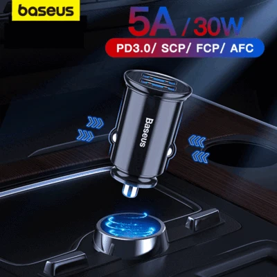 Baseus 5A Auto Ladegerät DUAL USB Schnell Steckdose Handy Adapter Kfz 12/24V - Bild 1 von 4