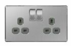 Double socket silver British General NBS22G 2-Outlet Gang Sockets