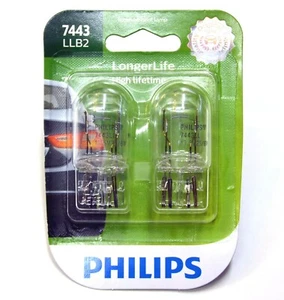 Philips LongerLife 7443 25 / 6W Dos Bombillas Freno Pare Cola Parque Luz - Picture 1 of 7