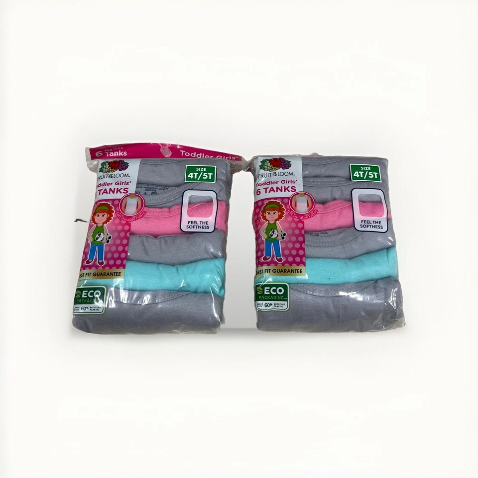 Fruit of The Loom Girls' Undershirts Camis & Tanks Toddler Tank - 6 Pack