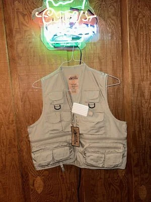 NUEVO Chaleco de Pesca con Mosca Master Sportsman Talla Mediana Vintage Tostado Caqui Beige Foto 1 de 3