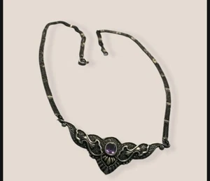 925 Boma Sterling Silver Necklace with Purple Color Stone - Picture 1 of 6