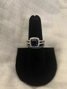Beautiful Sterling Silver Engagement Rings, Lab Created Sapphires - Picture 1 of 1