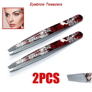 Professional Eyebrow Tweezers Women Hair Removal Slanted Tip Makeup Beauty - Picture 1 of 3