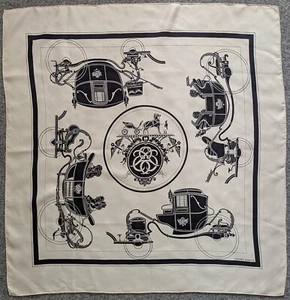 Bufanda de seda Hermes Paris Ex-Libris de Hugo Grygkar 1946 diseño da marfil negro - Imagen 1 de 13