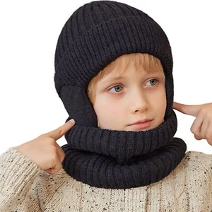 Toddler kids Winter Knit Warm Hat neck Scarf Collar Set for Boys & Girls 3-8 ... - Picture 1 of 4