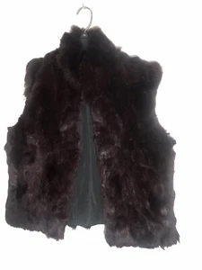 RABBIT Fur VEST Adrienne Landau Red Burgundy color M - Picture 1 of 8