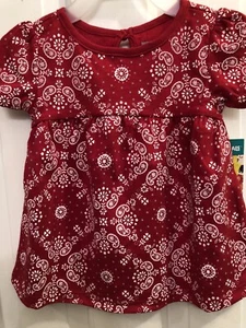 BABY GIRLS SIZE 0-3 MONTHS SHORT SLEEVE DRESS GARANIMALS RED WITH PAISLEY DESIGN - Picture 1 of 5