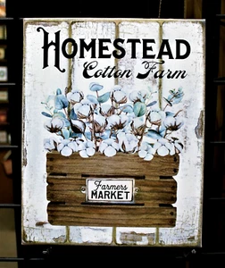Homestead Cotton Farm Rustic Farmhouse Print on 8 X 10 Stretched Canvas - Picture 1 of 1