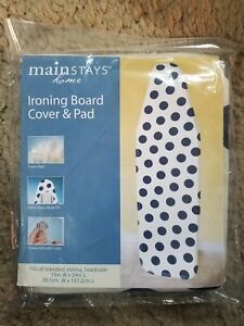 Mainstays Ironing Board Cover & Pad Fits standard board 15" x 54" Navy White Dot