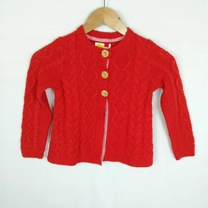 Mini Boden Red Knit Cardigan Size 6-7 Years Cable Knitted Girls - Picture 1 of 10