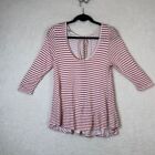 Volcom Womens Set Free Red Stripe Nautical Tie Back Long Sleeve Top Size Small