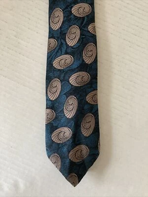 Corbata Envoy Retro Para Hombre Poliéster Esmeralda Oro Concha Ovalos Foto 1 de 4