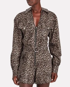 $445 Marissa Webb Masie Canvas Print Rumper Jumper in Leopard Print Sz 10 NWT - Picture 1 of 6