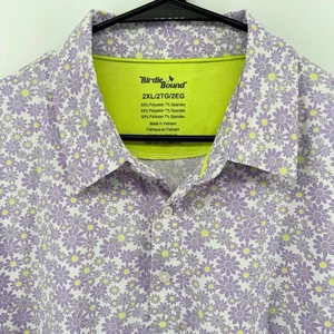 Birdie Bound 2XL Mens Purple Floral Golf Polo Shirt Short Sleeve - Picture 1 of 8