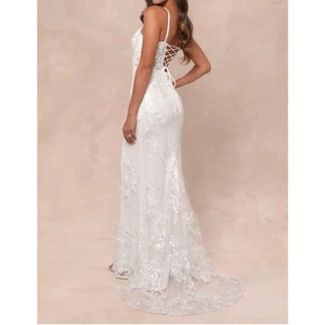 Maxi Vestido Lulus Ethereal Elegance Blanco Bordado Con Cordones Talla XS Boda - Imagen 1 de 14