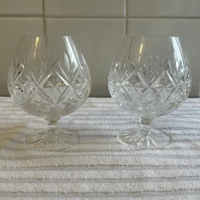 Royal Doulton Cut Crystal Brandy Balloon Snifter Glass X2 Georgian Pattern - Image 1 of 4