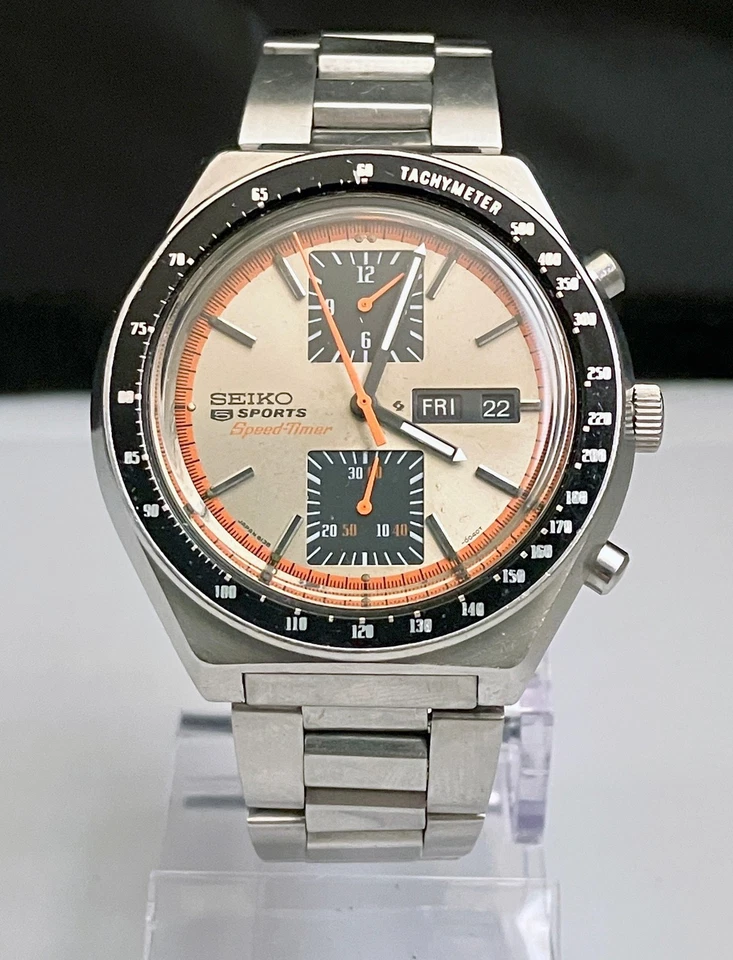 SEIKO 6138-0030 5 deportes temporizador esfera champán cronógrafo automático 1973 Foto 1 de 4