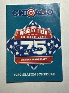 1989 MLB Chicago Cubs Baseball Pocket Schedule - Old Style (75th Logo) - Picture 1 of 2