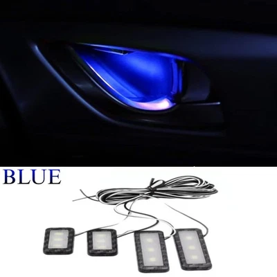 ILLUMINAZIONE INTERNI AUTO LED BLU MANIGLIA LUCI MANIGLIE ATMOSFERA AMBIENTE 12V - Immagine 1 di 4
