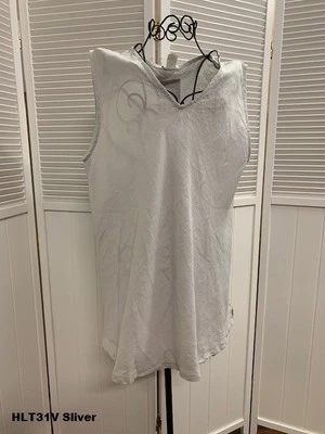 Camisa de lino HLT31V astilla 2X nueva con etiquetas Match Point sin mangas lino sesgado cuello XXL Plus gris Foto 1 de 4