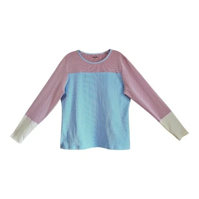 Top para mujer LANDS END Rashguard a rayas multicolor manga larga secado rápido 44" Foto 1 de 4