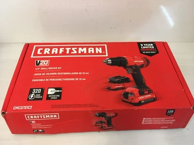 Kit Taladro/Destornillador Inalámbrico CRAFTSMAN V20 1/2" CMCD701C2 2x Baterías Foto 1 de 3
