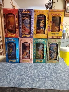 1994 DISNEY'S BURGER KING PLASTIC GLASSES 8 COLLECTOR SERIES SET Snow White NIB - Picture 1 of 4