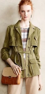 NWT HEI HEI ANTHROPOLOGIE Ruffleback Anorak Jacket Size M Moss Military - Picture 1 of 7