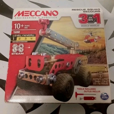 Meccano 3 in 1 Rescue Squad Set 15202 - Helicopter Air Boat Fire Engine - New - Image 1 of 4