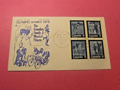 1976 Canada FDC - Olympic Games - PHYSICAL FITNESS - Blue Stamps - Image 1 of 2