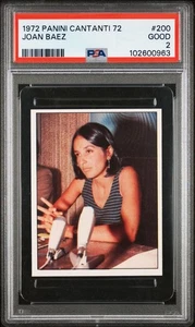 Joan Baez 1972 Panini Cantanti 72 #200 Salón de la Fama del Rock and Roll PSA-2 - Imagen 1 de 2