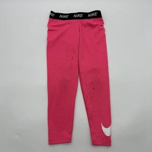 Nike Dri-Fit Leggings Girls Size 6X/L Ponk Logo ..#30135 - Picture 1 of 13
