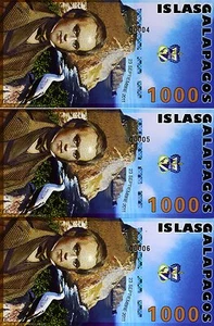 LOT Galapagos Islands 3 x 1000 (1,000) Sucres 2011, POLYMER UNC Redesigned - Picture 1 of 1