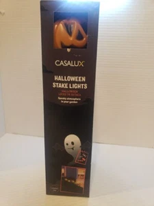 Casalux New In Box Halloween Plastic Orange Jack-O-Lantern Stake Light Set of 5 - Picture 1 of 7