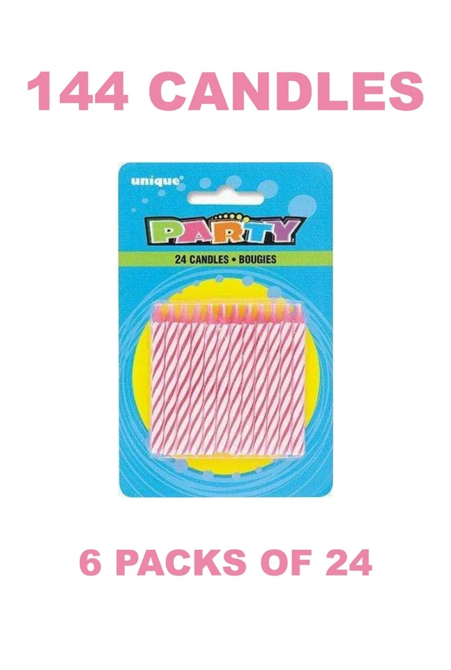 LOTE DE 144 VELAS DE CUMPLEAÑOS DISEÑO PASTEL O RAYAS VELAS DE FIESTA AZULES O ROSAS Foto 1 de 1