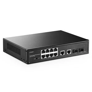 Commutateur Gigabit PoE 12 Ports 8 GE PoE+ 2 GE Uplink 2 Gigabit SFP IEEE802.... - Photo 1/7