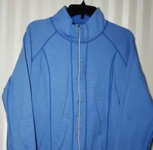 Giacca Kirkland Donna Taglia XL KS Reversibile Cerniera Intera Righe Blu Manica Lunga Solida - Foto 1 di 7
